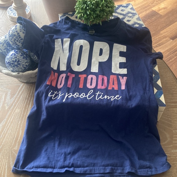 Nope Not Today It’s Pool Time Summer Vacation Women Crew Neck Tee Shirt - Picture 3 of 6